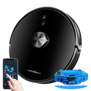 Robot odkurzający Liectroux X6, nawigacja laserowa Lidar, combo do mopowania na mokro i sucho, ssanie 6500Pa, wielopoziomowa mapa, mopowanie w kształcie litery Y, turbo czyszczenie dywanów, strefy zakazu w aplikacji, wybór obszarów sprzątania, wznowienie sprzątania po przerwie, wielojęzyczne komunikaty głosowe, kompatybilny z Alexą i Google Home