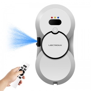 Liectroux HCR-10 Robot do mycia okien z ultradźwiękowym rozpylaniem wody, trasowaniem AI, podwójną tarczą symulującą skręcanie i mopowanie, kompaktową obudową 6,8 cm, silnikiem bezszczotkowym, zbiornikiem na wodę 30 ml, zabezpieczeniem UPS przy braku zasilania, liną bezpieczeństwa o wytrzymałości 200 kgf